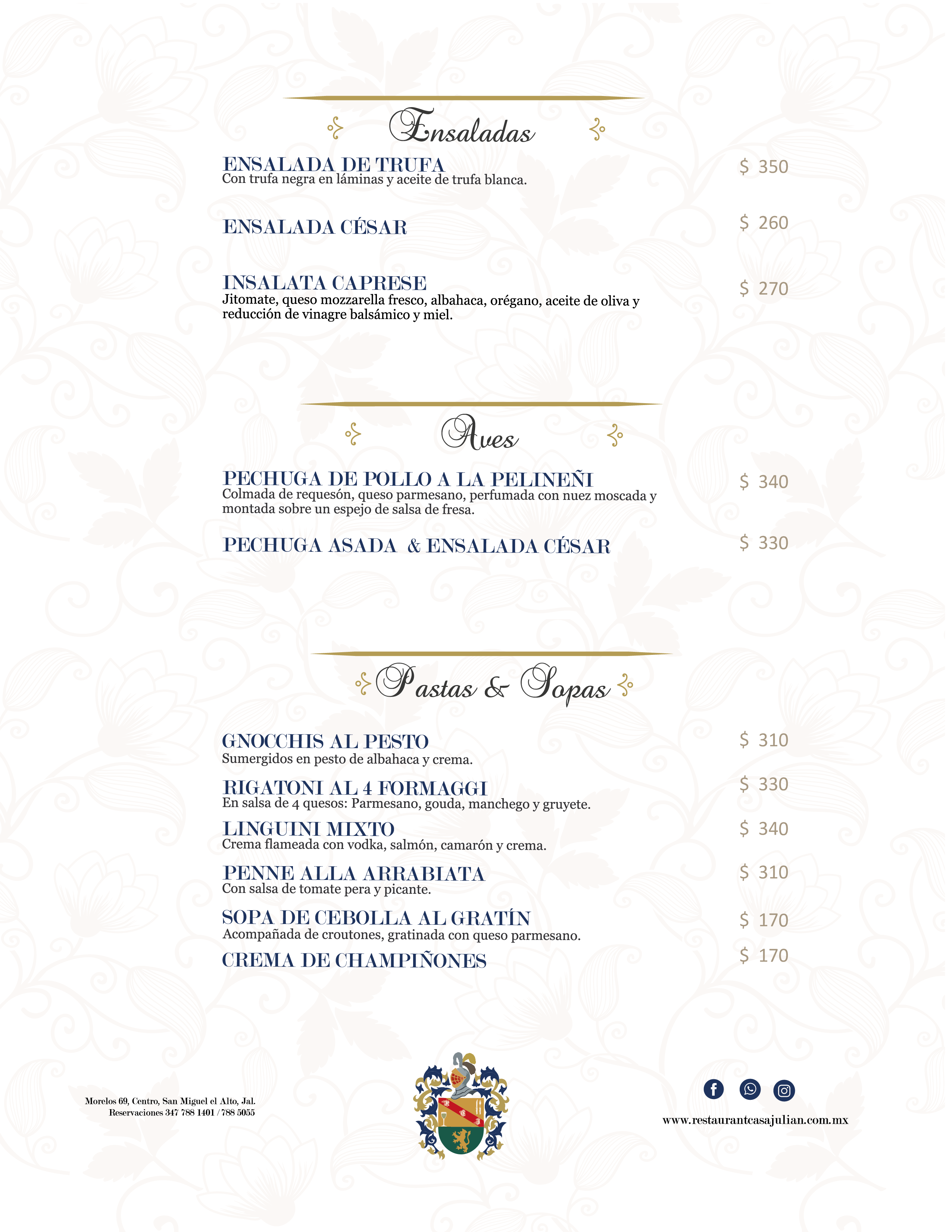 Menú casa julian