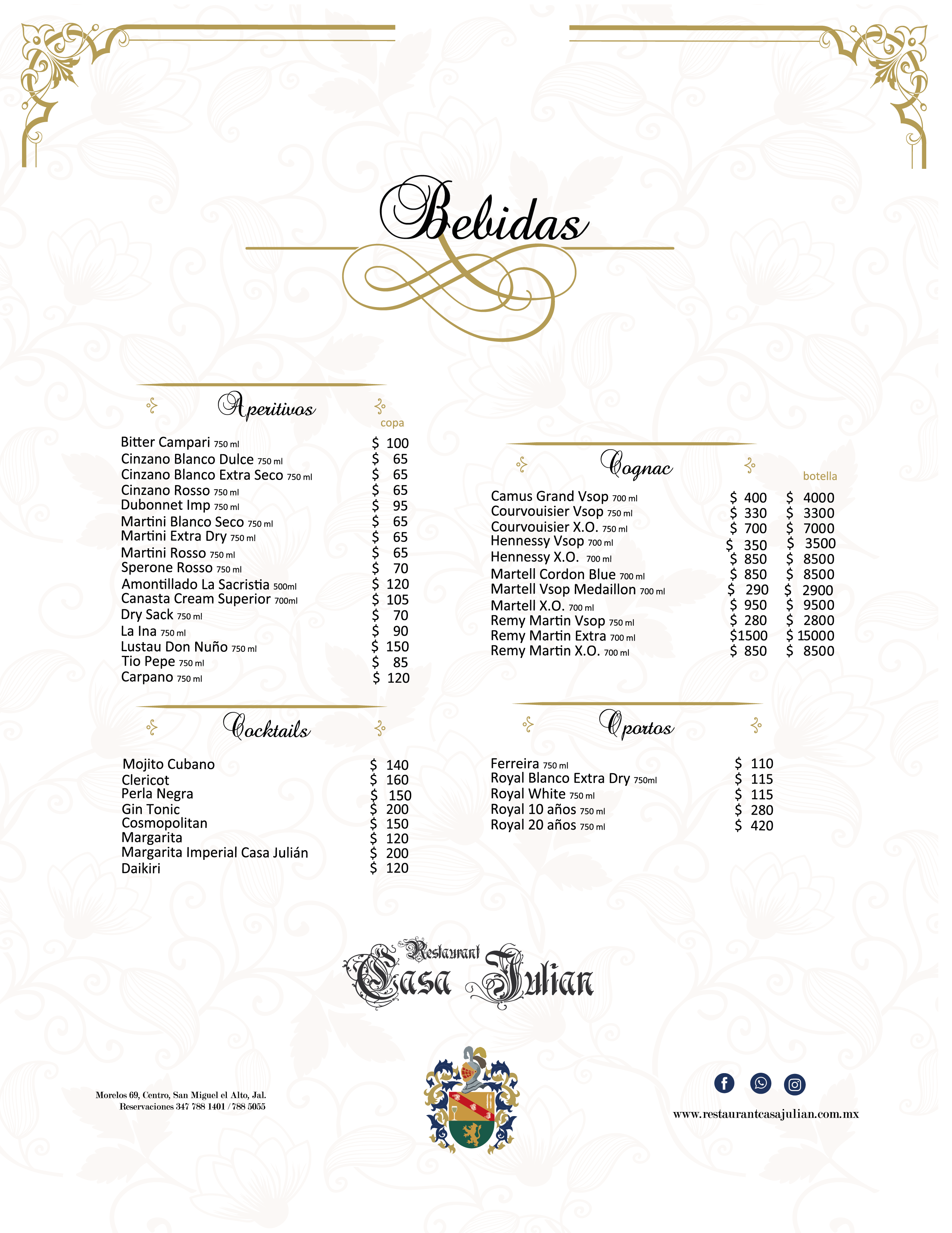 Menú casa julian